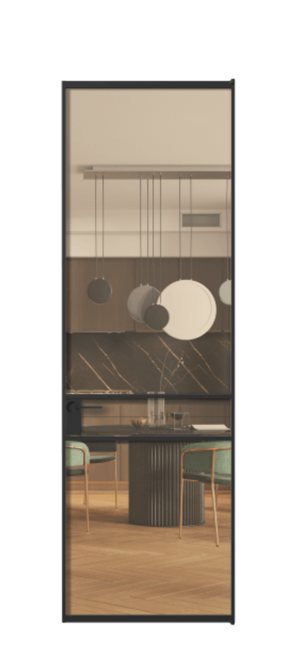 Алюминиевая дверь АЛПЛ040.02 Алюминий Черный Прозрачное оранжевое стекло, триплекс Цена 120130  | Volhovec