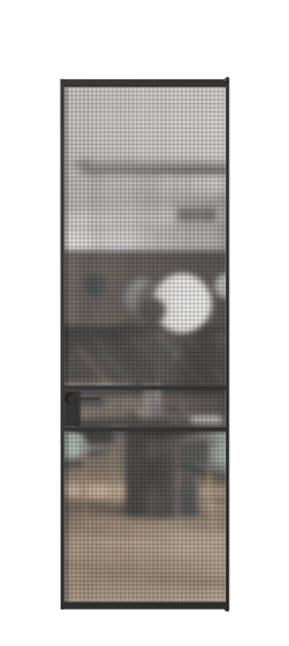 Алюминиевая дверь АЛПЛ040.02 Алюминий Черный Декоративное стекло с сеткой "Mesh silver", триплекс Цена 126530  | Volhovec