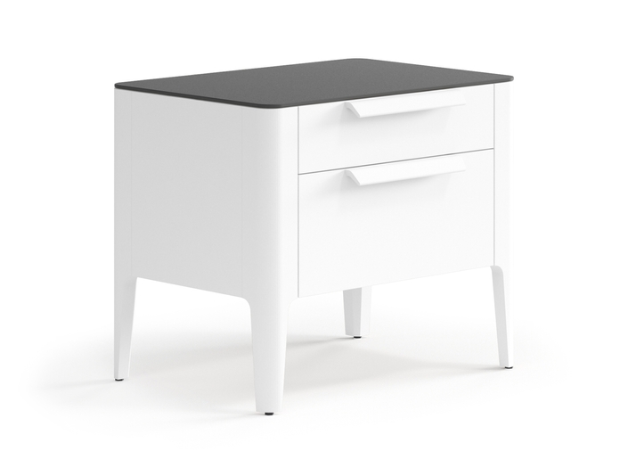 Мебель Тумба прикроватная Piega 2 ящика. Цвет Матовый светло-серый. Материал Гладкая эмаль. Коллекция Тумба прикроватная Piega 2 ящика. Картинка.