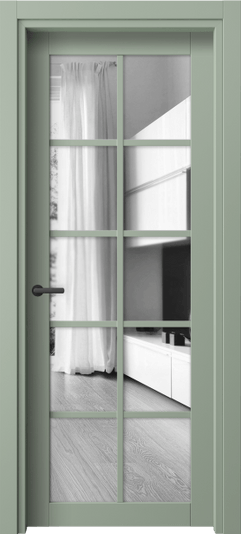 Дверь межкомнатная 2106 ПЭСО ДВ ЗЕР. Цвет ПЭТ светло-оливковый. Материал ПЭТ. Коллекция Neo. Картинка.