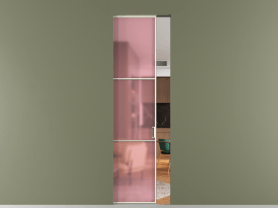 Алюминевая перегородка АЛПР 040.03 ММБ САТ РОЗ. Цвет Алюминий молочно-белый. Материал Алюминий в эмали. Коллекция Перегородка Formato скрытый пенал 1 створка. Картинка.