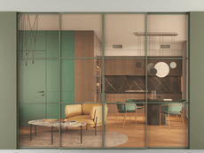 Перегородка Формато внутри проёма скрытое крепление в потолок 4 створки