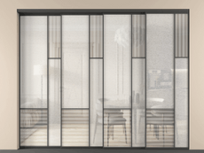 Перегородка Мозаик внутри проёма 4 створки с синхронным механизмом