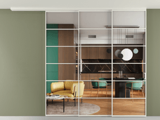 Перегородка Формато вдоль стены на потолок 3 створки с синхронным механизмом